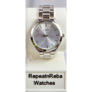 L&Co., Men's Watch, Polished Band, Second Hand, Silver Dial, Battery Operated